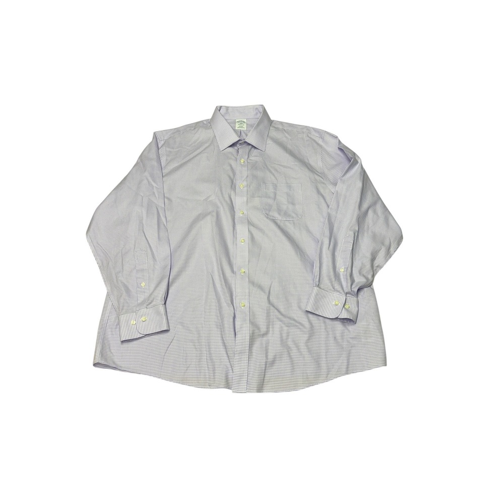 Brooks Brothers 1818 Regular Fit Dress Shirt Lavender Houndstooth Men 17.5 34/35